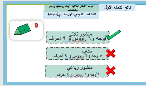 حقيبة عروض الفصل الثامن (الاشكال الهندسية والاستدلال المكاني ) لمقرر الرياضيات للصف الرابع الابتدائي