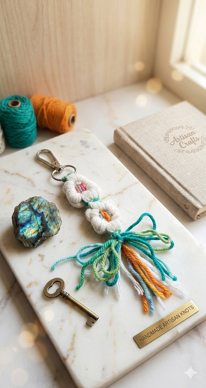 Woven Flowers Keychain
