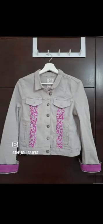 Fushia Calligraphy Denim jacket (ReLoved)