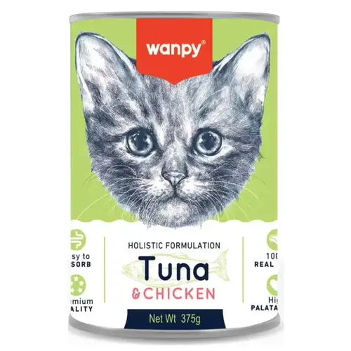 وانبي معلبات طعام رطب للقطط تونا و دجاج 375غ