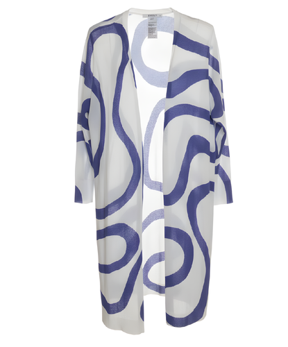 Chico’s Cardigan White with blue abstract pattern