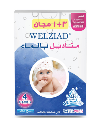 مناديل بالماء ويلازياد غني بالفيتامين E (3+1)
