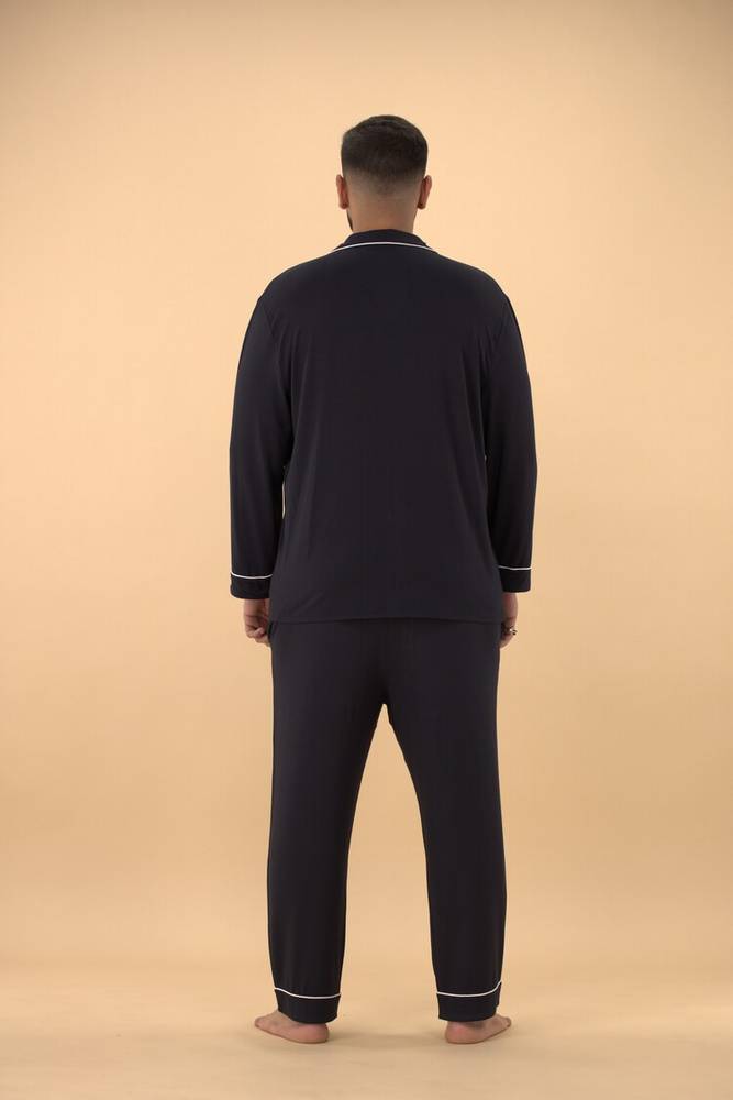 بجامة رجال | كلاسيك طويل أكمام طويلة | TENCEL™ Modal - أسود مهيب - XXXL