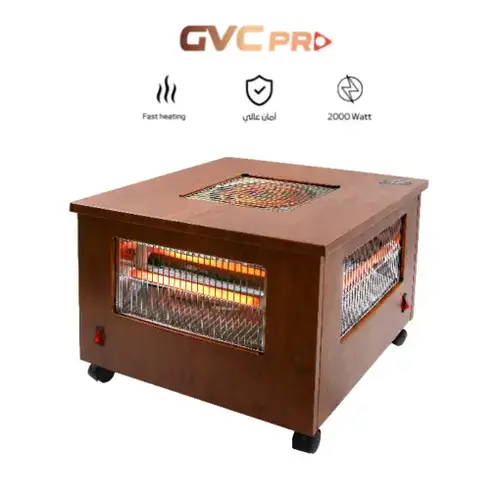 دفايات كهربائية ديكورية GVC PRO، خشبية، 2000 واط، GVCHT-3445