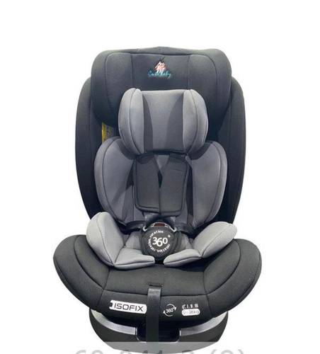 كرسي سيارة بدوران 360° وتثبيت آمن ISOFIX - أسود ورمادي