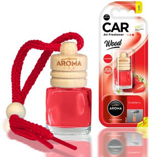 Aroma Car _  Wood Strawberry Hanging Jar Air Freshener, 6ml