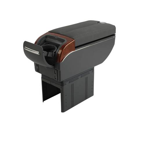 Car central armrest with cup holder and ports USB, Gray color