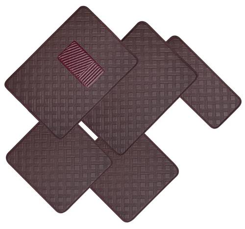 Diamond floor mattress leather 5 pieces, dark brown