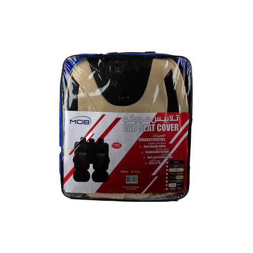 MOB Car Seat Cover Set 11 Pieces SC9221 – Beige + Black