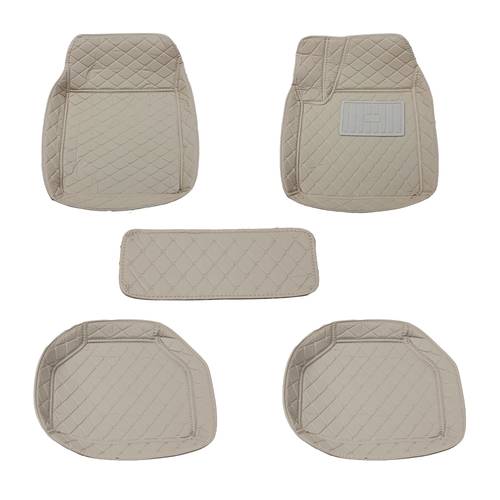 Oscar Diamond Floor Mat Set CM‑111 (5 Pieces) in Beige + Beige Stitching