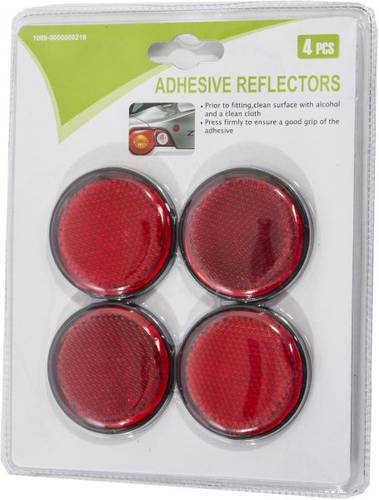 Reflector Double Blister Rounded , Red , 4Pieces Set , 490853-4Rd