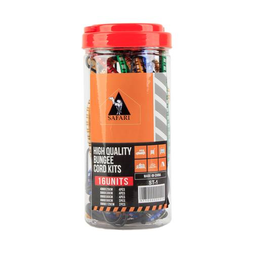 High Quality Strap Bungee Cord Kits, 16 color & 16 Units N18