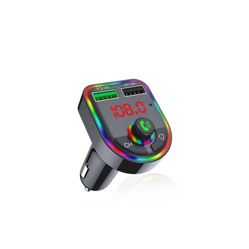 F6 Car FM Transmitter Colorful Breathing Atmosphere Lamp MP3 Player Charger