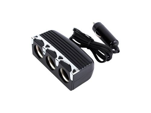 CARRSER POWER EXTENSION 3 PORTS 12V BLACK+CHROME