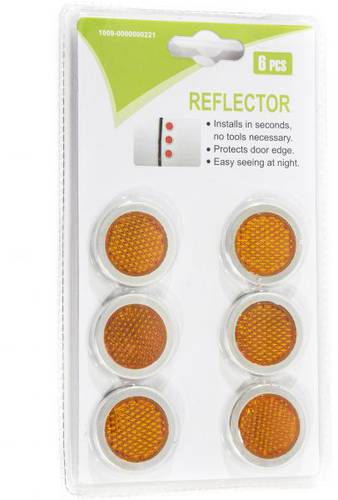 Reflector , Orange , Double Blister , 6Pieces/Set , 51112Or Reflector / 6 Pieces Installs In Seconds No Tools Necessary Protects Door Edge Easy Seeing At Night