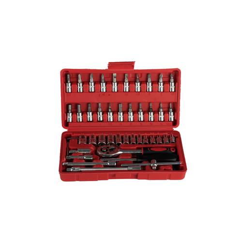CR-V Car Repair Tool, 46pcs 1/4-Inch Socket Set Car Repair Tool, Ratchet Torque Wrench Combo Tools Kit, Auto Repairing Tool Set