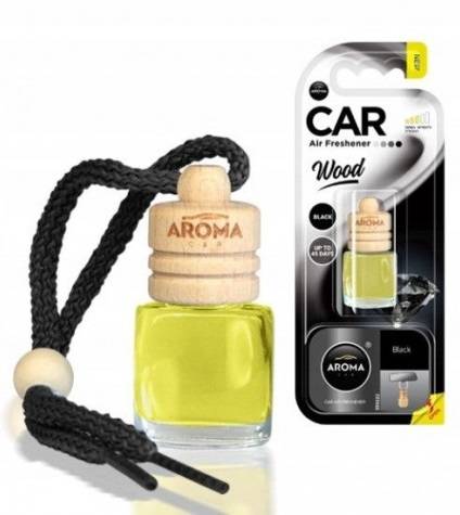 Aroma Car _  WOOD Black Hanging Jar Air Freshener, 6ml