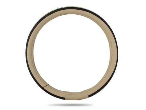 Steering wheel cover leather black and Beige color size L 38-39cm MOB Brand