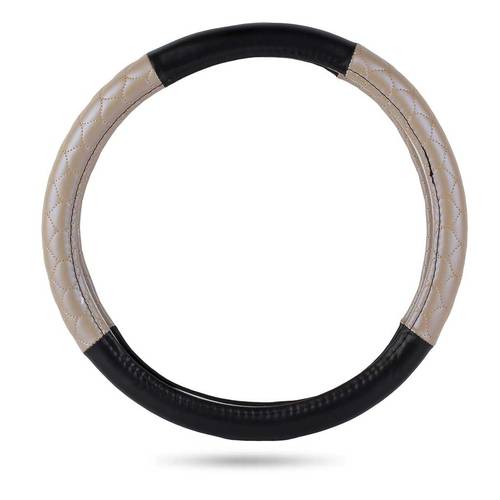 Steering wheel cover black for car,beige / black