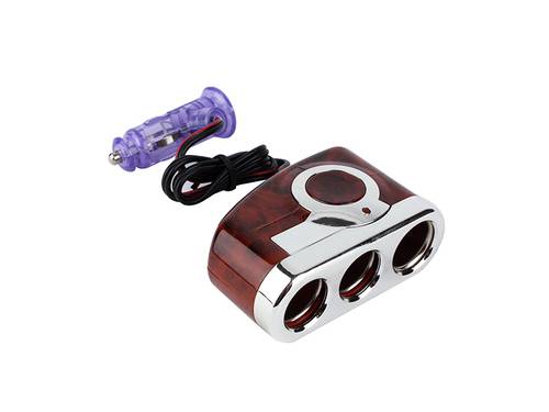 POWER EXTENSION 3 PORTS BROWN WITH LED 12V