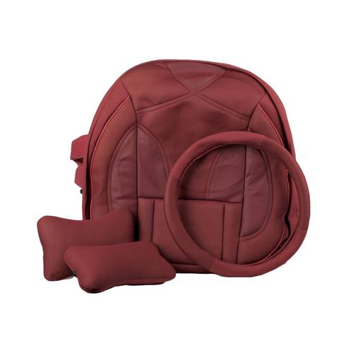 Oscar T58 Seat Cover Set soft velvet fabric with high-quality colored leather,maroon
