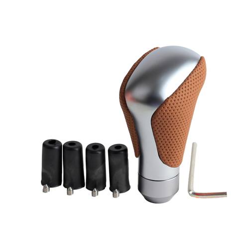 Universal Leather & Silver Gear Shift Knob