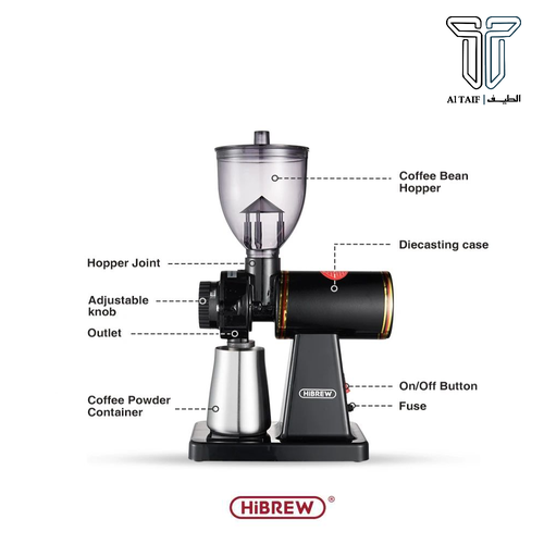  مطحنة قهوة كهربائية احترافية متعددة الإعدادات من HiBREW 