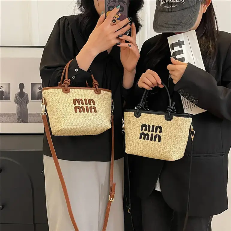شنطة القش من القماش تمصميم الصيف - بوهيمي Crossbody