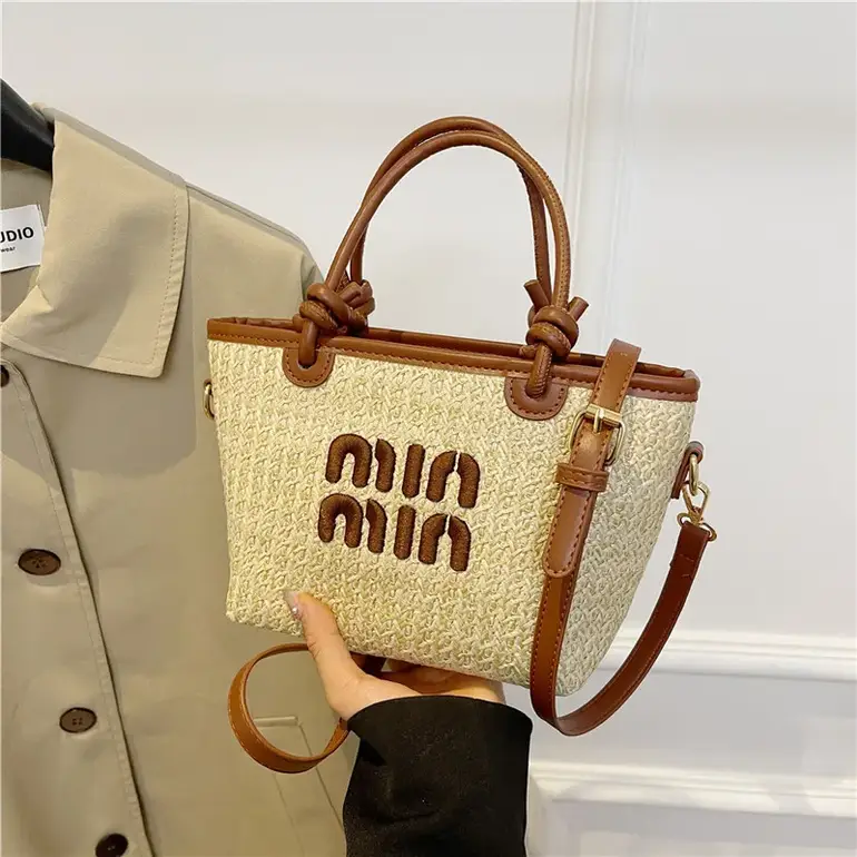 شنطة القش من القماش تمصميم الصيف - بوهيمي Crossbody