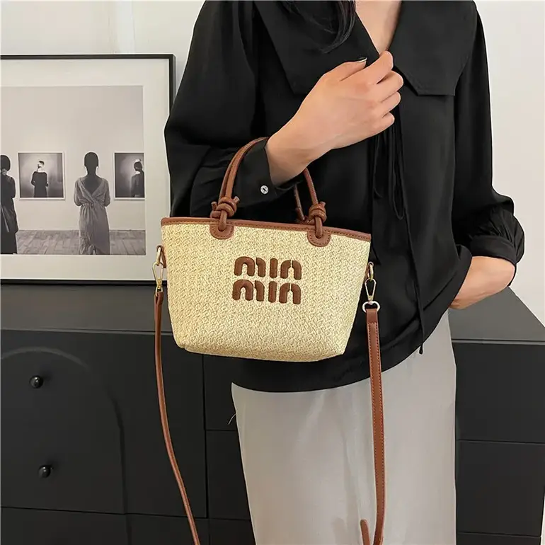 شنطة القش من القماش تمصميم الصيف - بوهيمي Crossbody