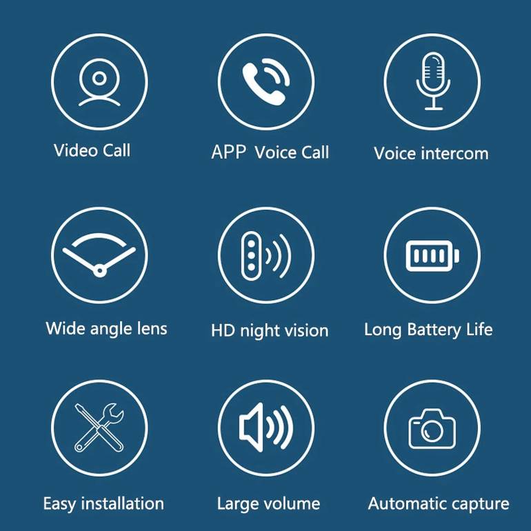 جرس الباب اللاسلكي WiFi HD كاميرا الأمن جرس الباب للرؤية الليلية فيديو وصورة إنترفون للمنزل