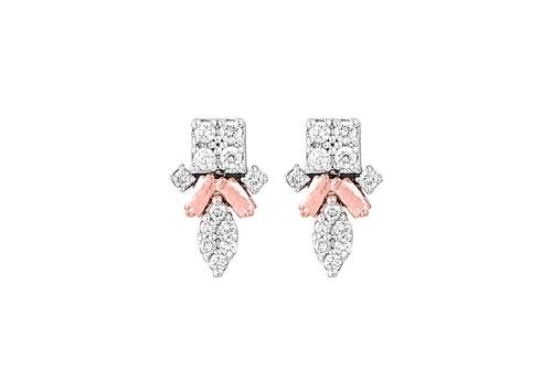 حلق ألماس مع ذهب أبيض وروز عيار 18