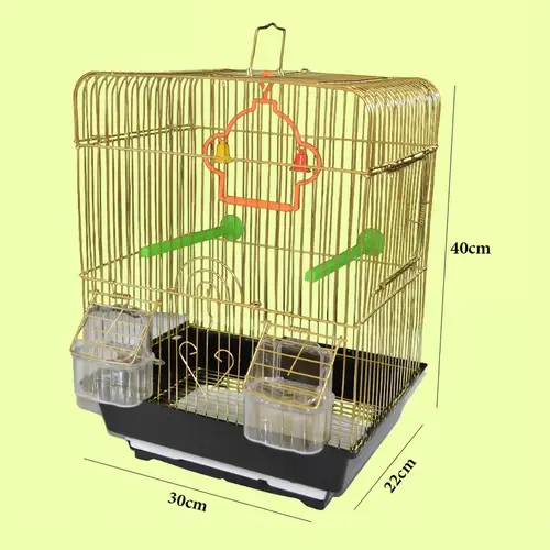 Small metal bird cage with rectangular edges