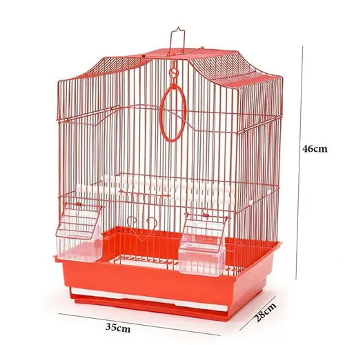 Metal bird cage with roost and swing