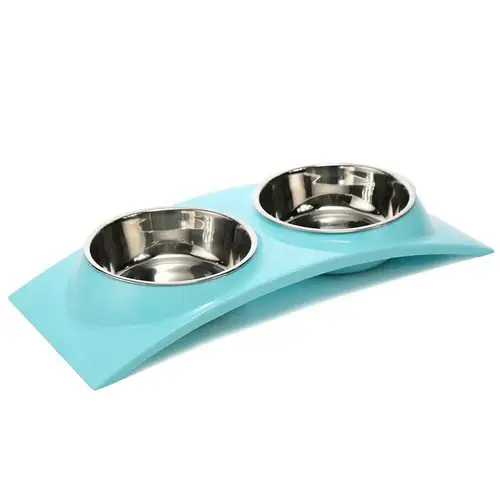 Double pot for cats and dogs of removable stainless steel