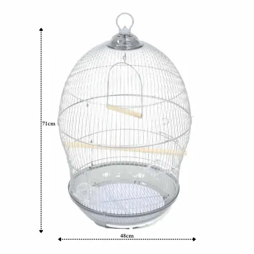 Metal Bird Cage Round Shape Silver Color