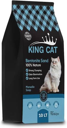 King Cat 100% Natural Clumping Bentonite Cat Litter for Easy Cleaning and Reduced Consumption, 99.5% Dust Free Ultra Clumping Odor Control Cat Litter, (10 L, Marseille Soap)