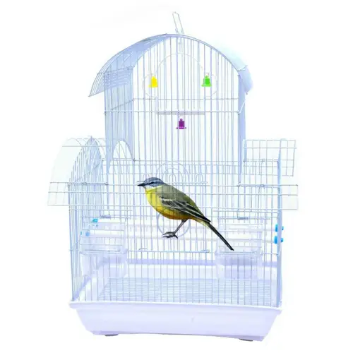 Metal bird cage with round-shaped edges
