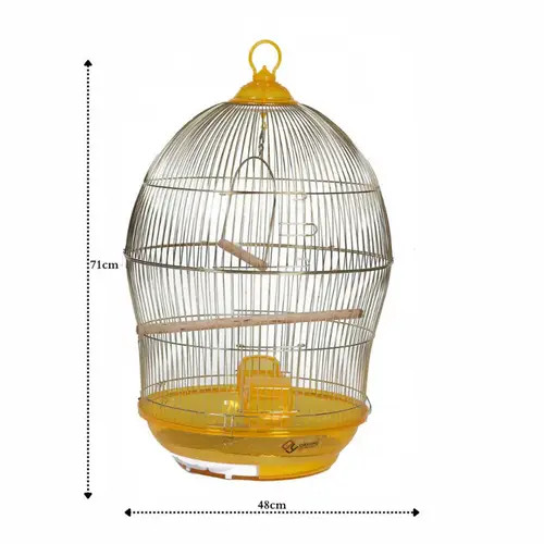 Metal Bird Cage Round Shape Gold Color