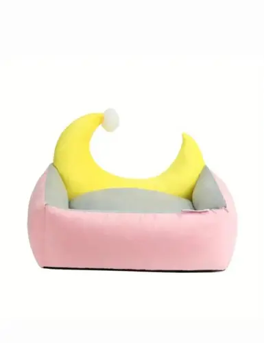 Small rectangular bed for moon-shaped cats