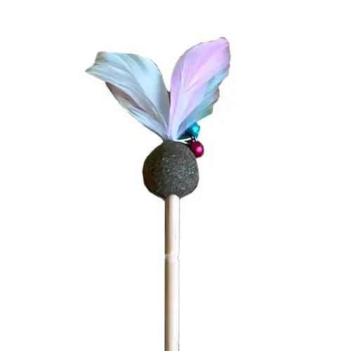 Interactive beacon for cats and pets with wooden handle