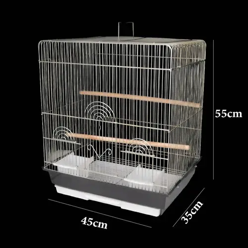 Small metal bird cage with rectangular edges