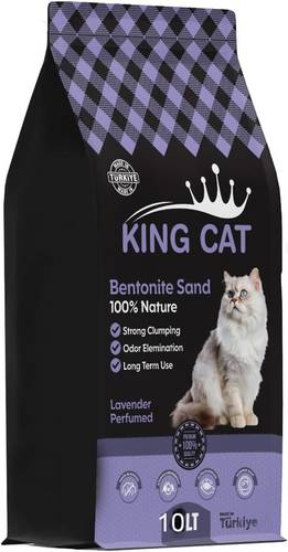 King Cat 100% Natural Clumping Bentonite Cat Litter for Easy Cleaning and Reduced Consumption, 99.5% Dust Free Ultra Clumping Cat Litter with Odor Control (10L, Lavender)