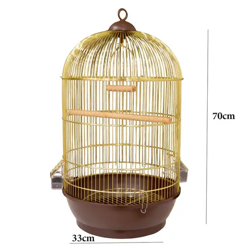 Metal Bird Cage Round Shape Gold Color