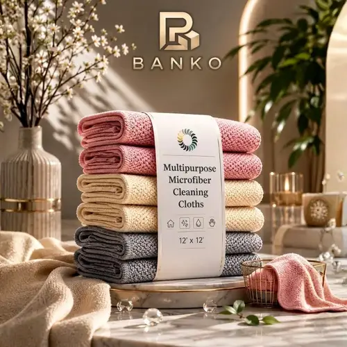 BANKO Multipurpose Microfiber Cleaning Cloths Set - 12x12 inch