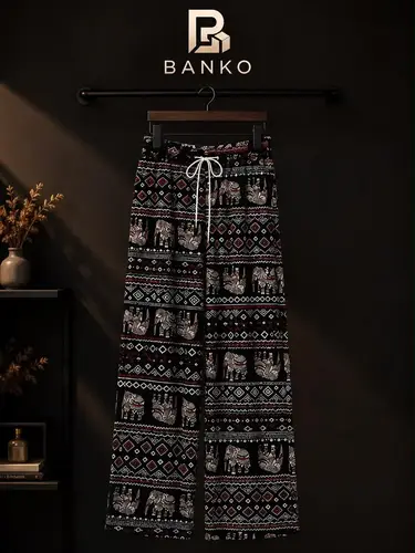 Women's Wide-Leg Printed Pants - Ethnic
