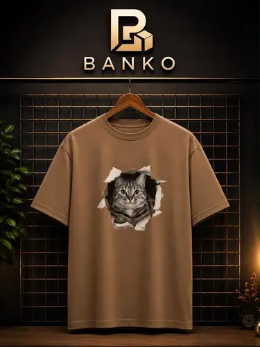 Banko Oversized 3D Cat Print T-Shirt