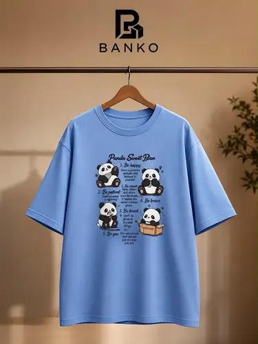 Banko Oversized Panda Sweet Plan Print T-Shirt