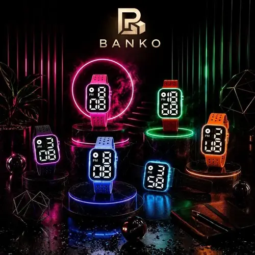 BANKO Square LED Digital Watch – Large Display, Sport Strap