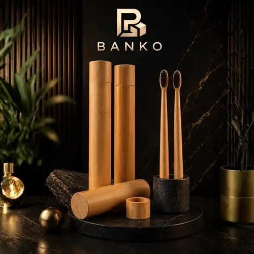 BANKO Natural Bamboo Toothbrush with Storage Tube - Eco-Friendly